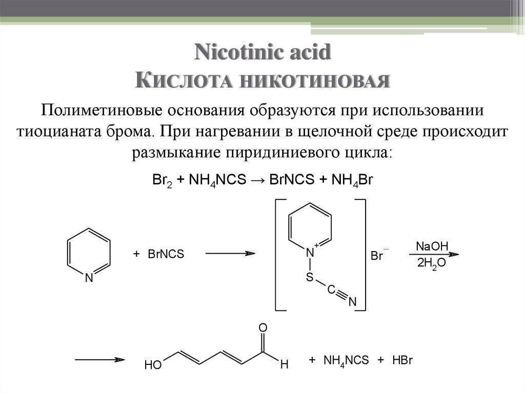 Бром кислотный. Никотиновая кислота + nh2-nh2. Никотиновая кислота количественное определение реакции. Никотиновая кислота с реактивом Вагнера. Никотиновая кислота качественные реакции.