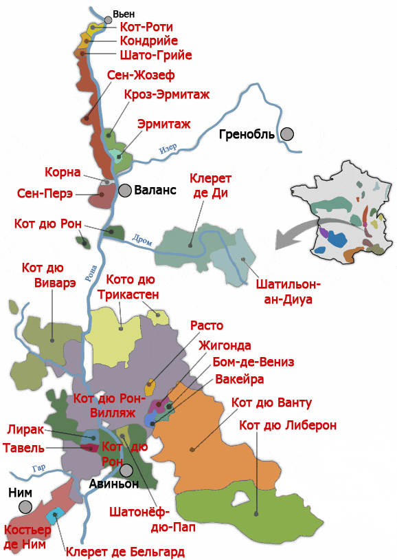 Франция регионы виноделия карта