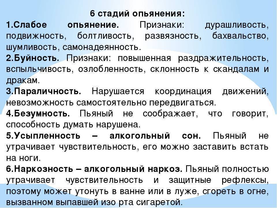 В сомнительных случаях картины алкогольного опьянения следует ответ на тест