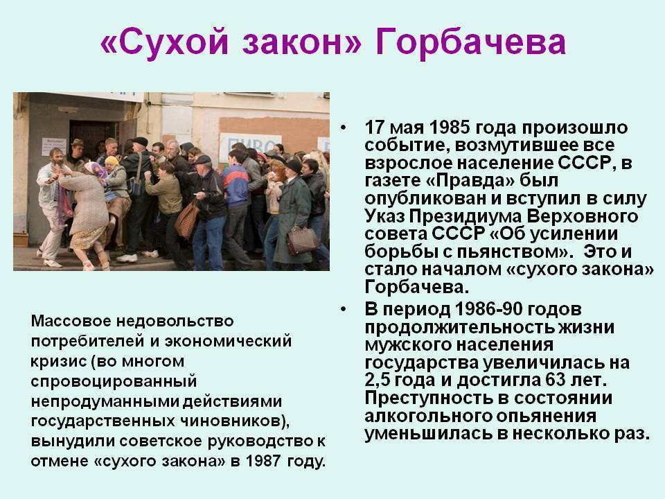 Сухой закон и его отмена в СССР