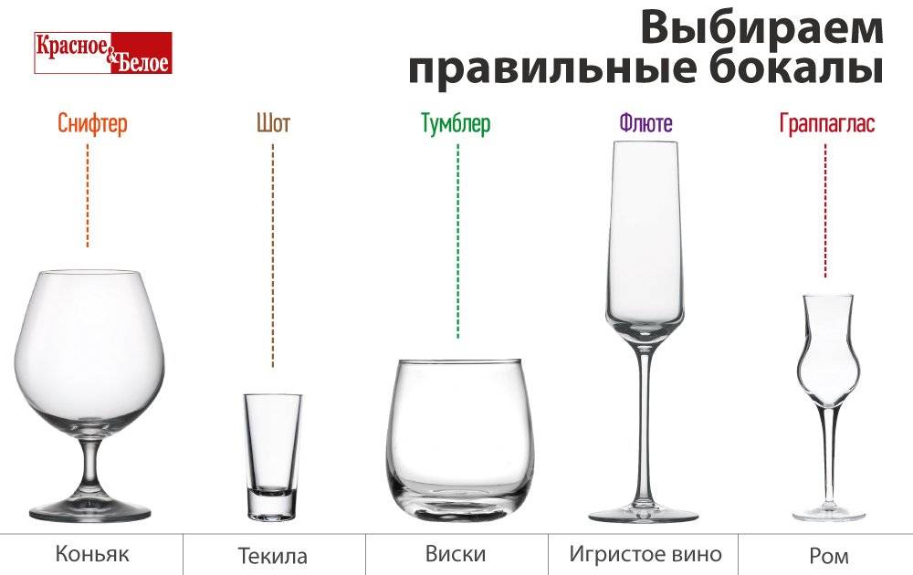В чем подают счет. Стаканы и бокалы для алкогольных напитков. Виды бокалов.