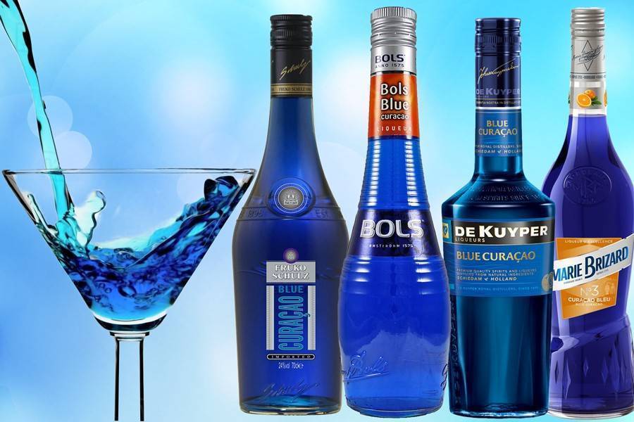 Алкогольные напитки синего и голубого цвета